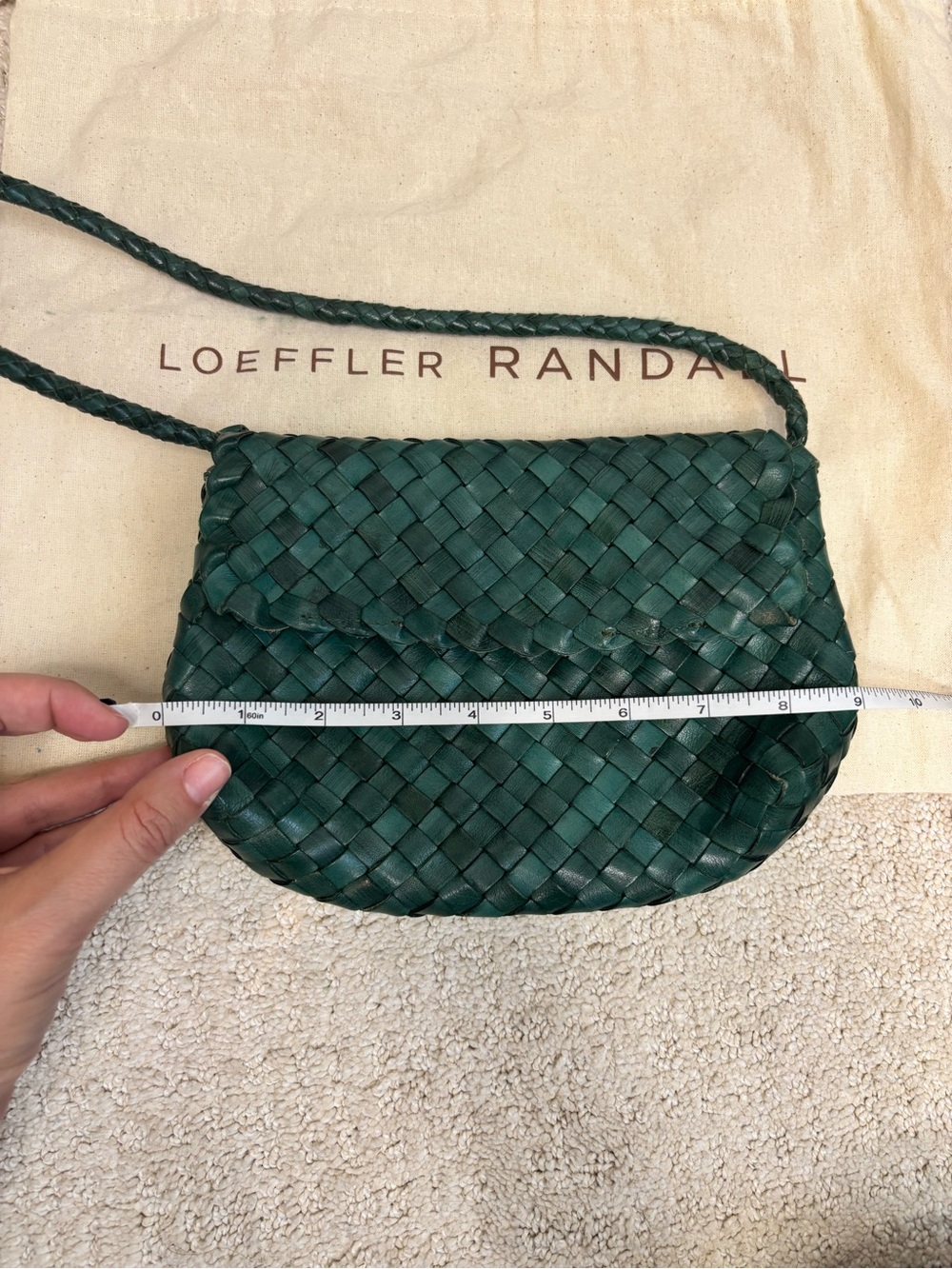 Loeffler Randall Green Woven Leather Shoulder Bag - Picture 3 of 5